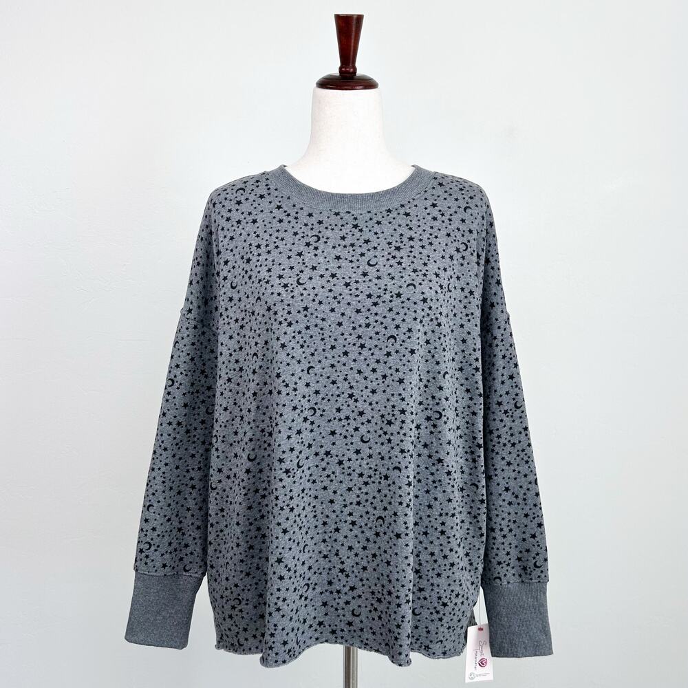 Secret Treasures Star Celestial Fleece Crewneck Gray Pullover Sweatshirt NWT